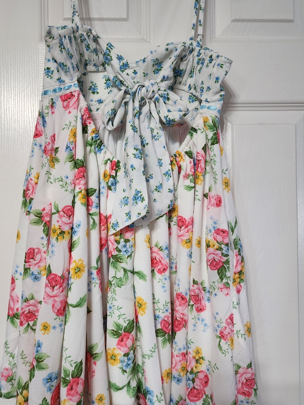 Altar'd State White Floral Sundress with Pink, Blue & Yellow Blooms - Picture 3 of 5